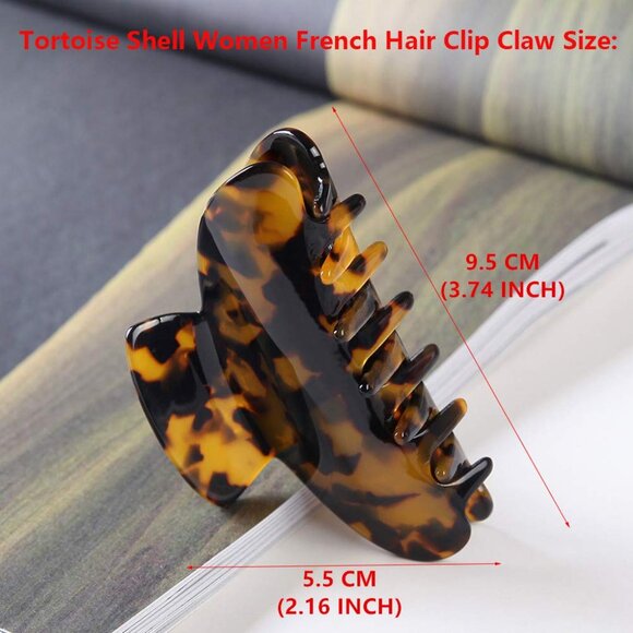 2 Pack Big Hair Claw Clips Tortoise Shell Nonslip Large Claw Clip For Women Cell - Picture 4 of 10